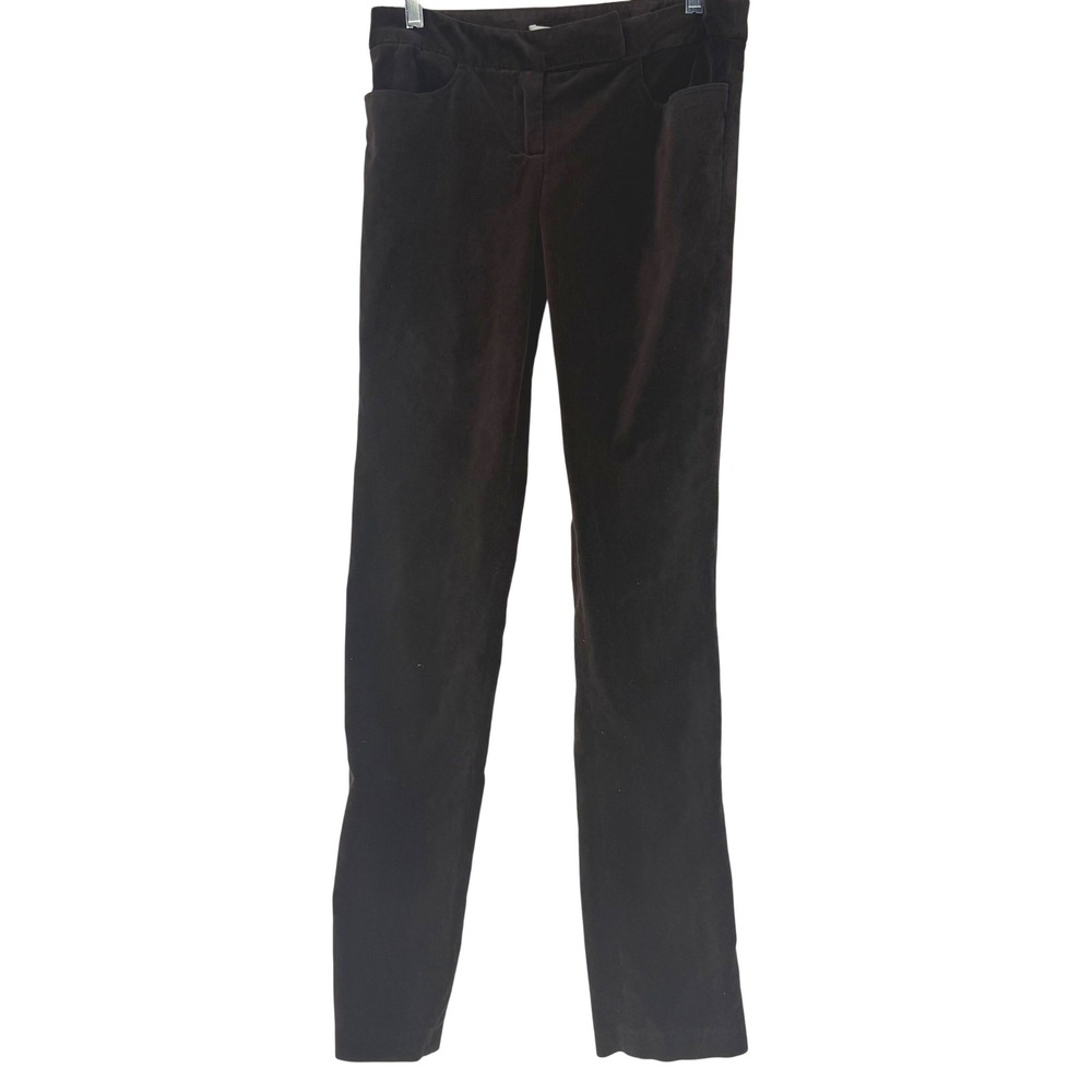 Diane von Furstenberg Pants Womens 4 Brown Low Rise Velvet Straight Tall Career
